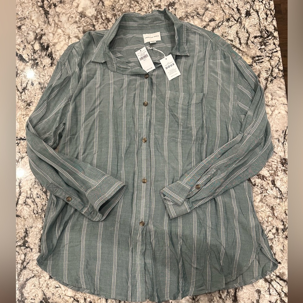 American Eagle Outfitters Blue Striped Shirt